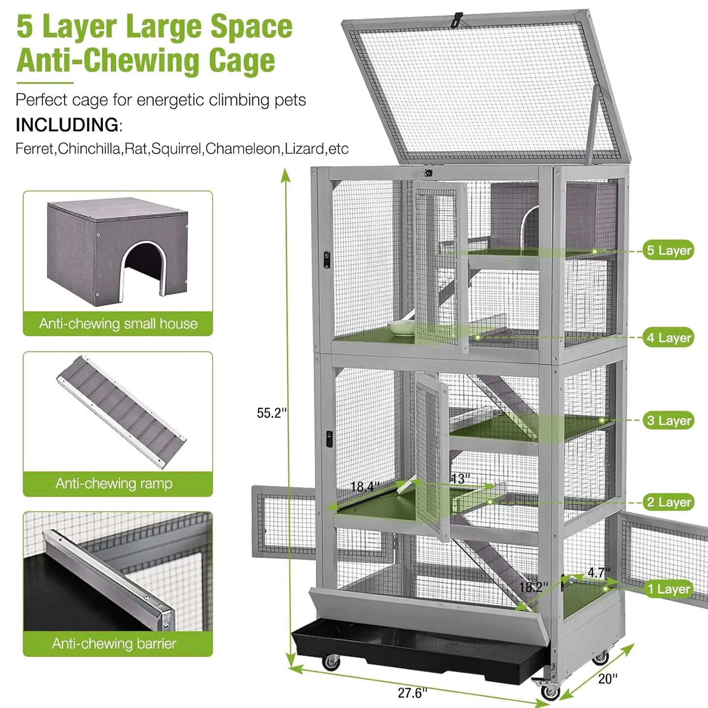 Multi Level Small Animal Cage For Chinchilla Ferret Rat