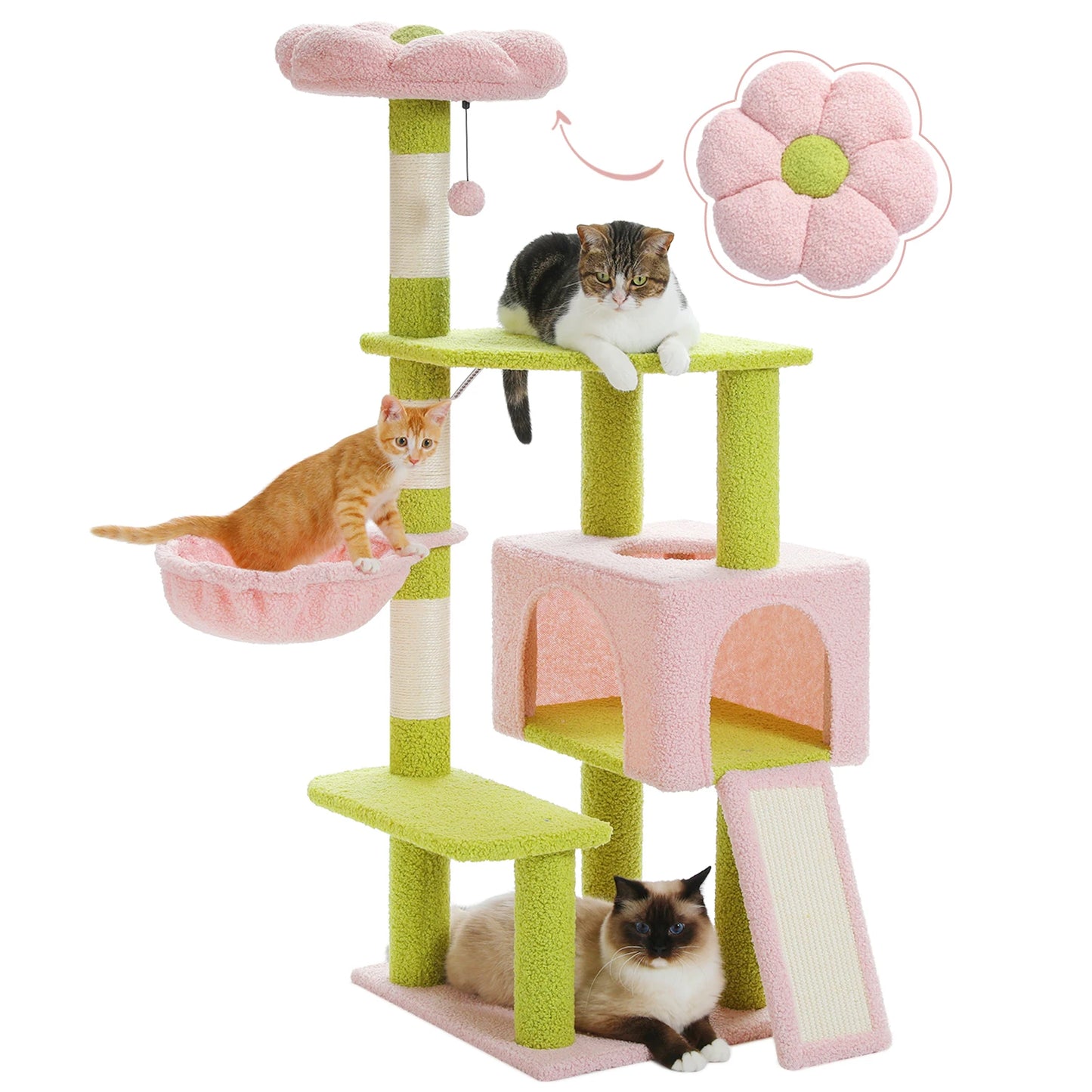 PAWZ Road Flower Cat Tree Multi Level Cat Tower With Sisal Posts Top Perch