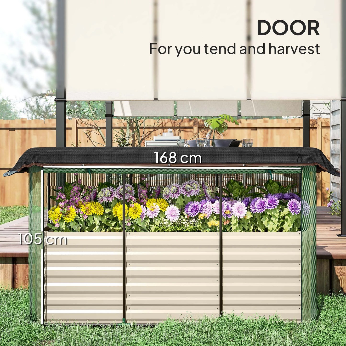 Outsunny Galvanized Raised Garden Bed With Crop Cage Shade Cloth