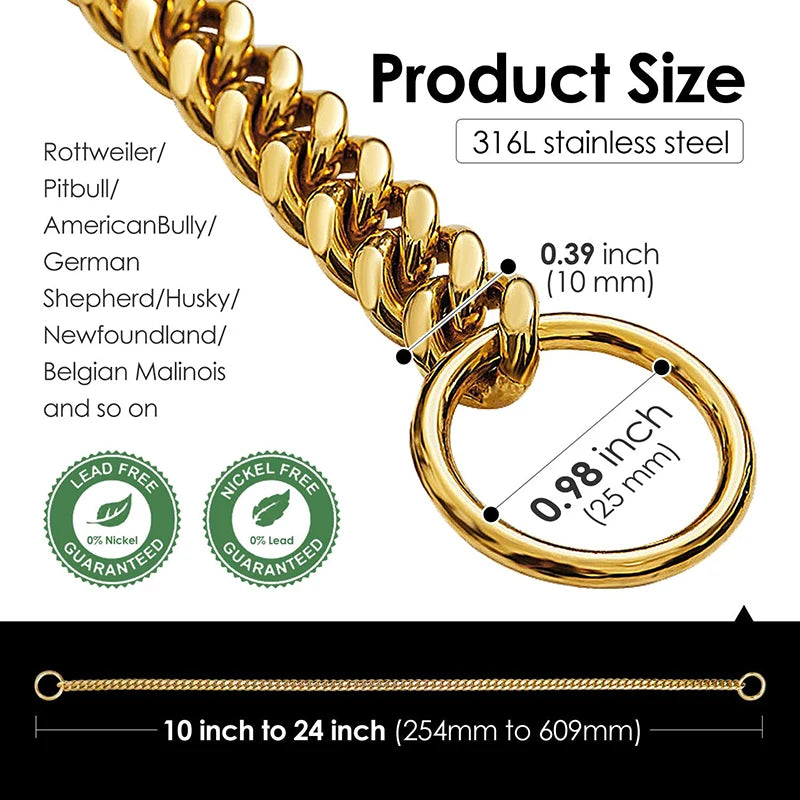 Livepetsme Stainless Steel Chain Collar for Dogs Training and Walking