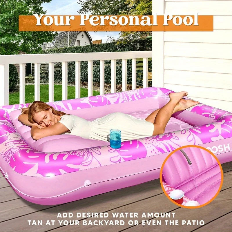 Joyfy Inflatable Pool Lounger Float With Pillow For Sunbathing