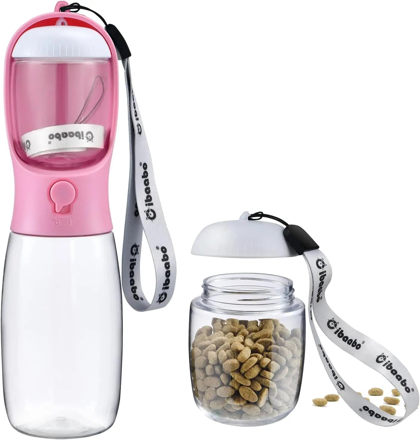 Cibaabo Dog Water Bottle With Food Container Travel Dispenser