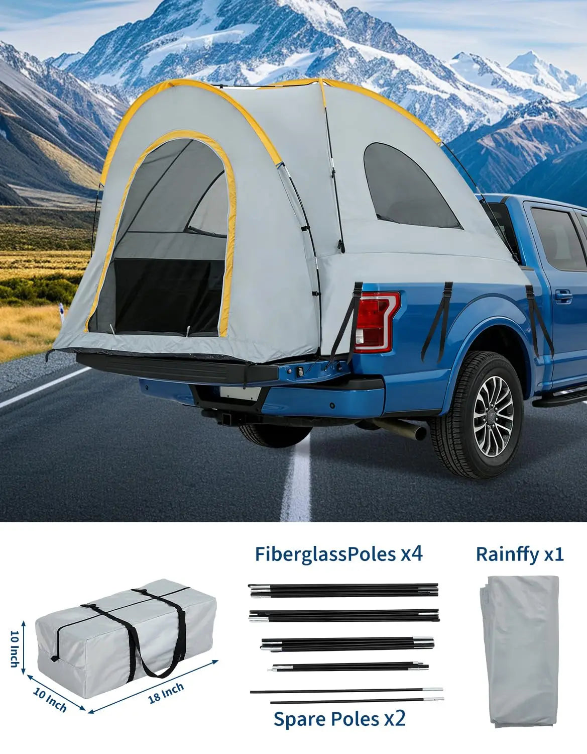 Waterproof Truck Bed Tent With Awning Compatible With Silverado F150
