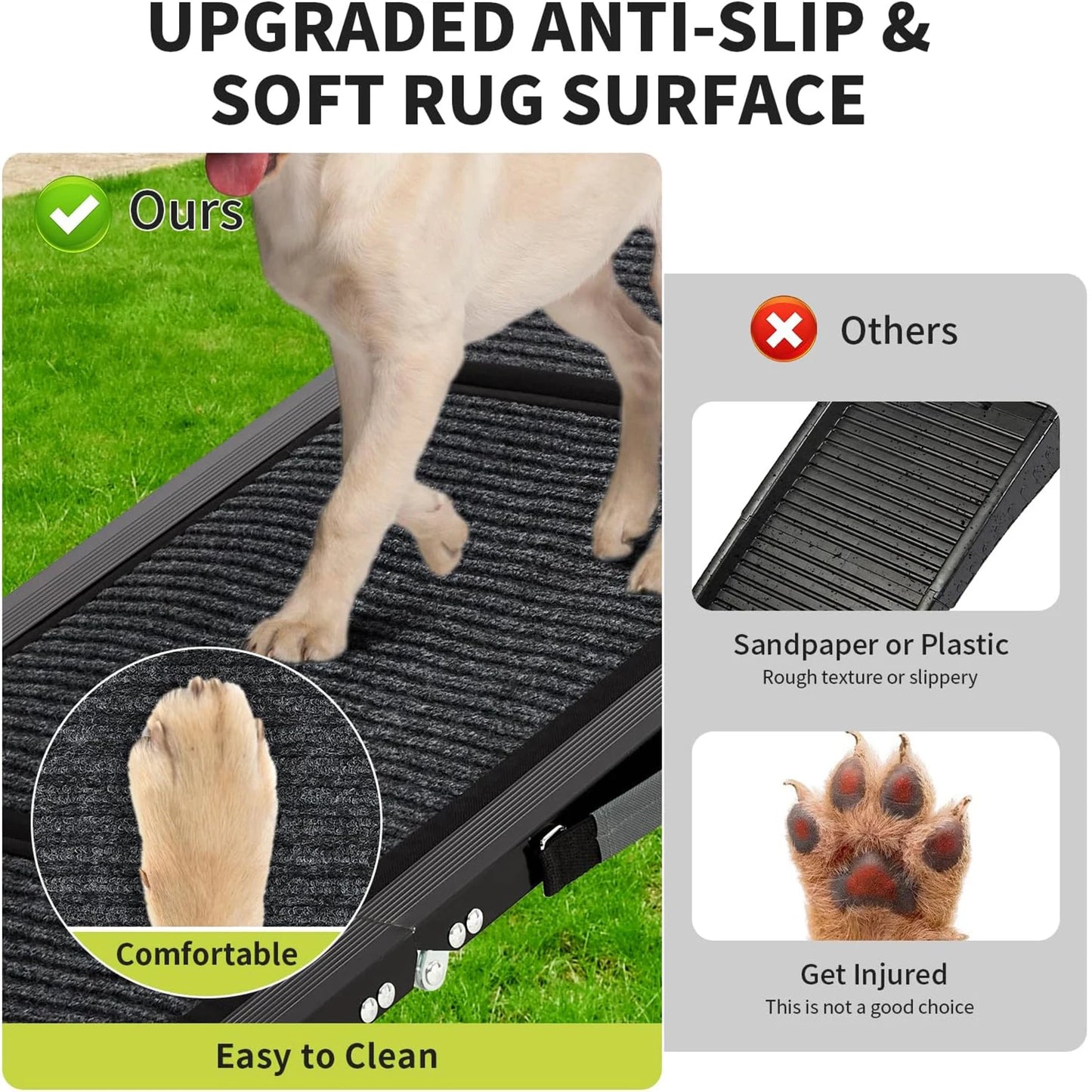 HiMISS Upgraded Folding Dog Ramp For Cars With Non Slip Surface 250 Lb