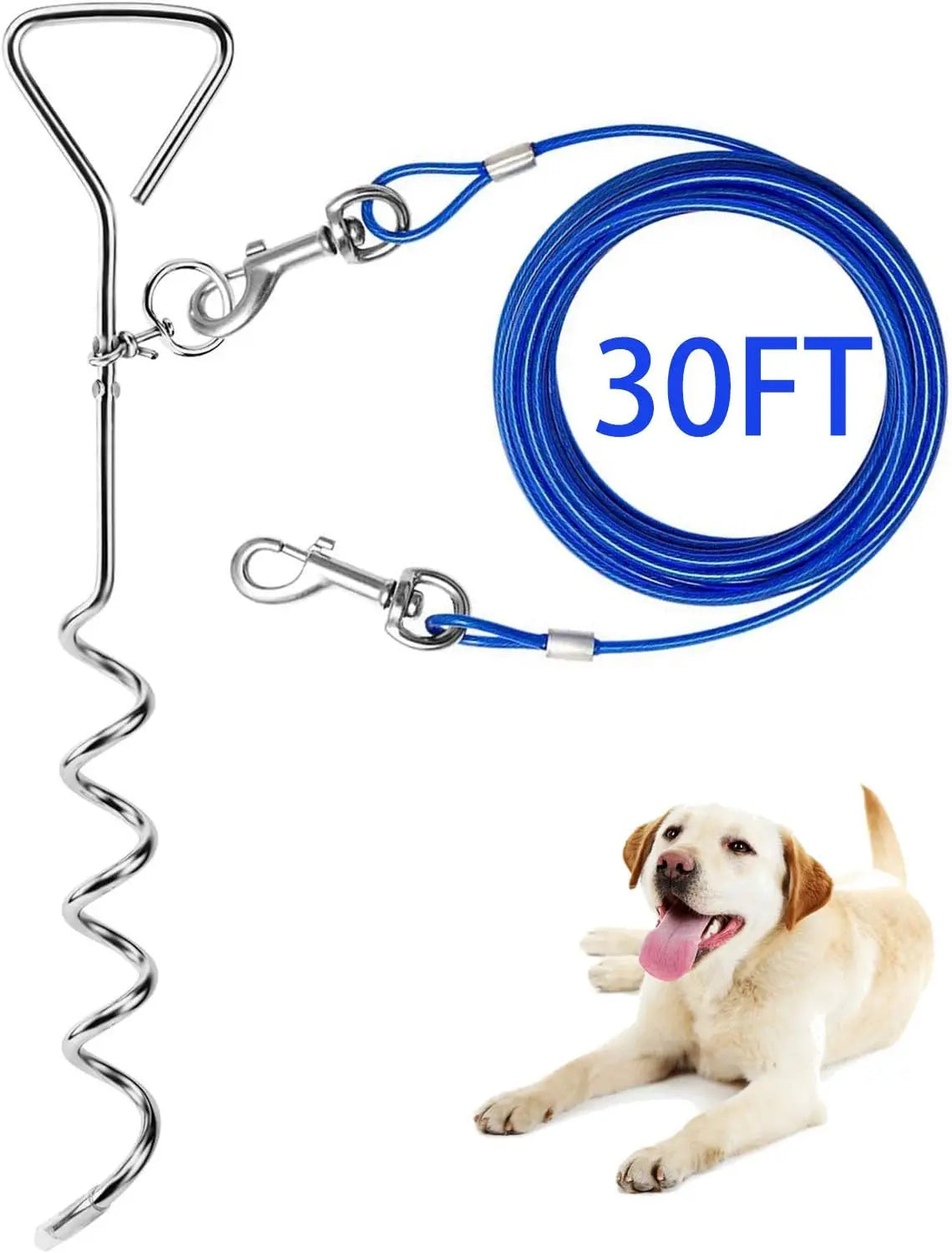 Heavy Duty Dog Tie Out Cable With Rust Proof Stake