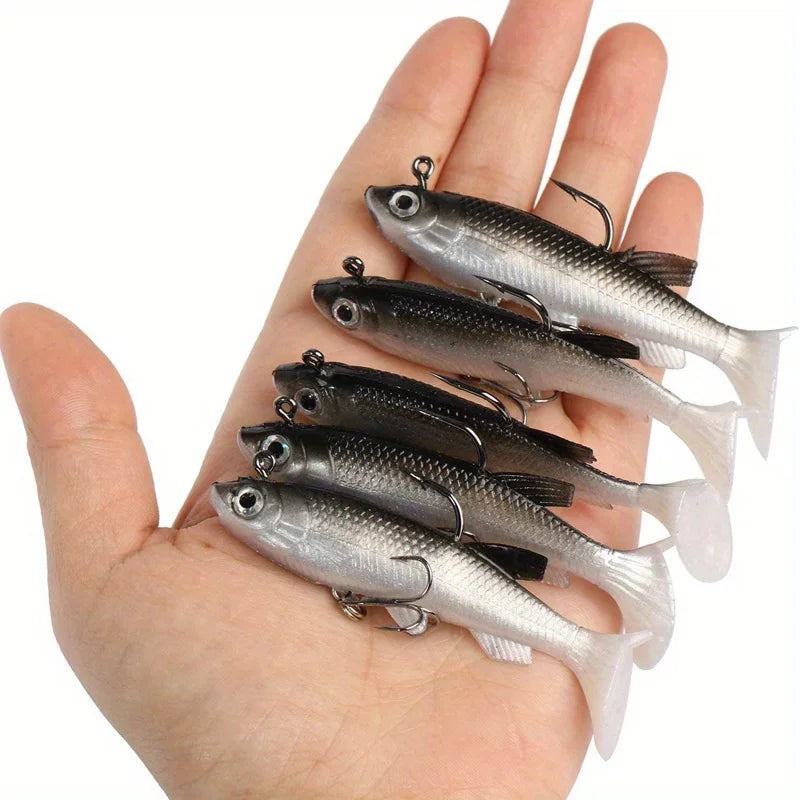 Five-Piece Realistic Soft Bait Kit For Freshwater And Saltwater Fishing