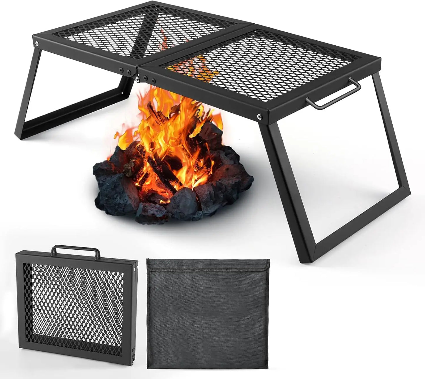 XIUWO Folding Campfire Grill With Legs And Carry Bag