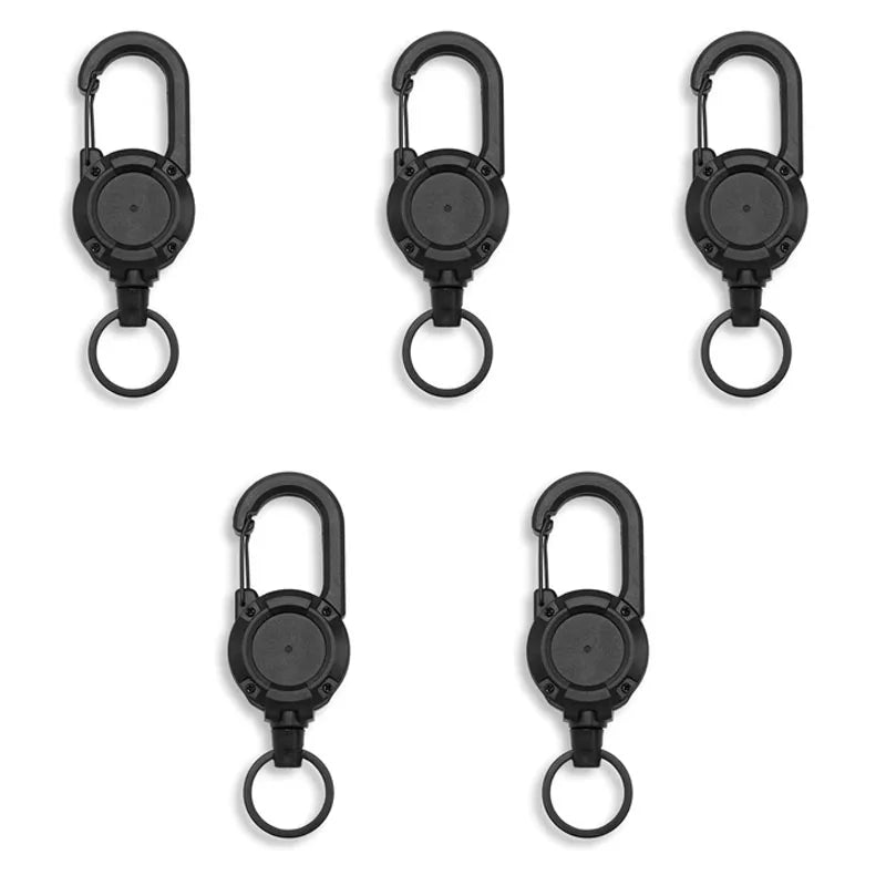 Retractable Heavy Duty Carabiner With Steel Wire Rope Key Ring