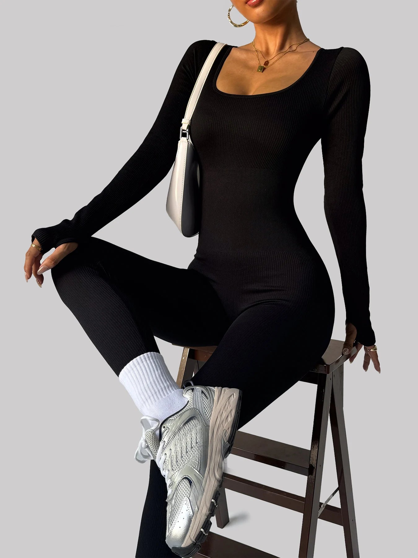 Women's One Piece Yoga Suit Long Sleeve Bodysuit Daily Wear