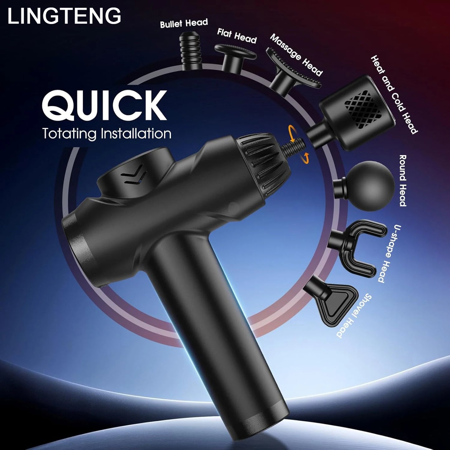 LINGTENG Massage Gun With Hot And Cold Therapy 7 Heads