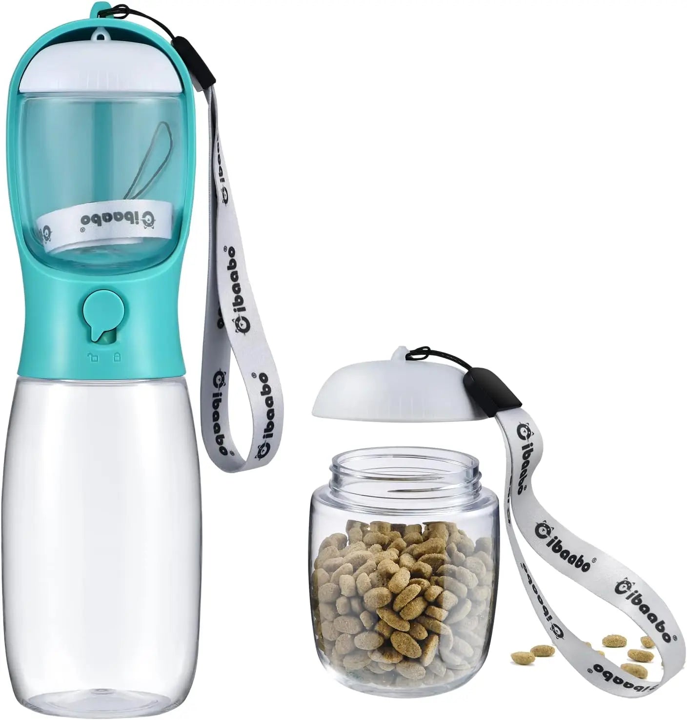 Cibaabo Dog Water Bottle With Food Container Travel Dispenser