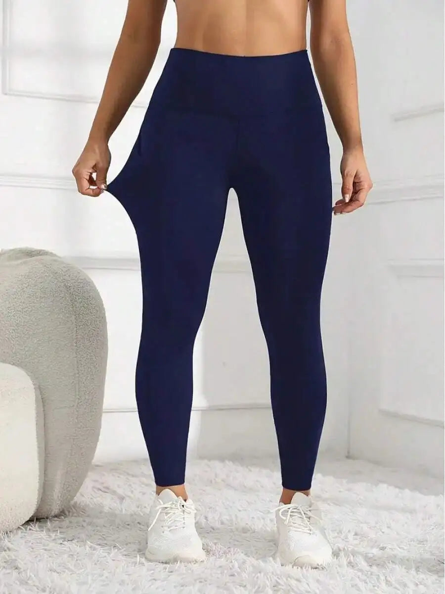 Women High Waist Yoga Leggings With Pockets Hip Lifting