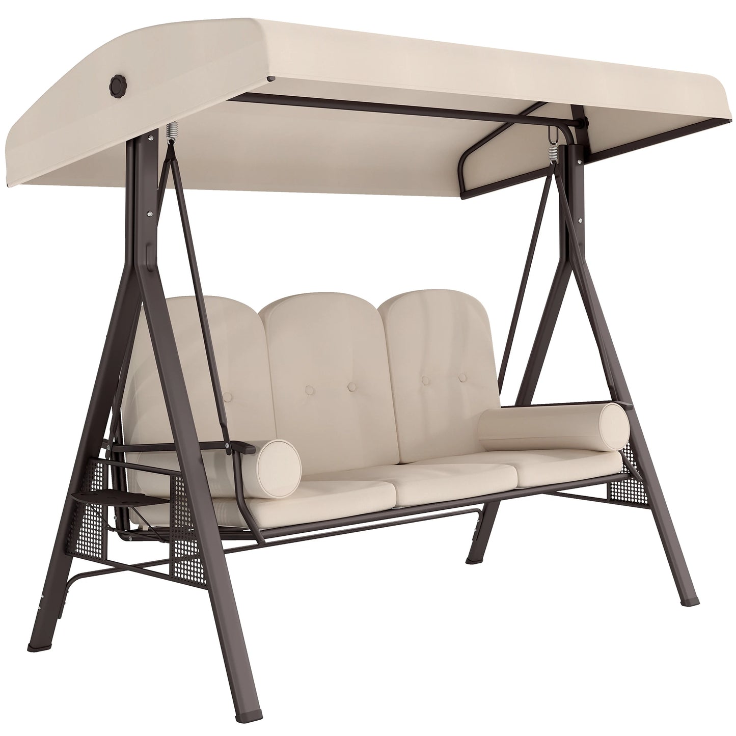 3 Person Outdoor Canopy Cushioned Patio Glider Swing Seat