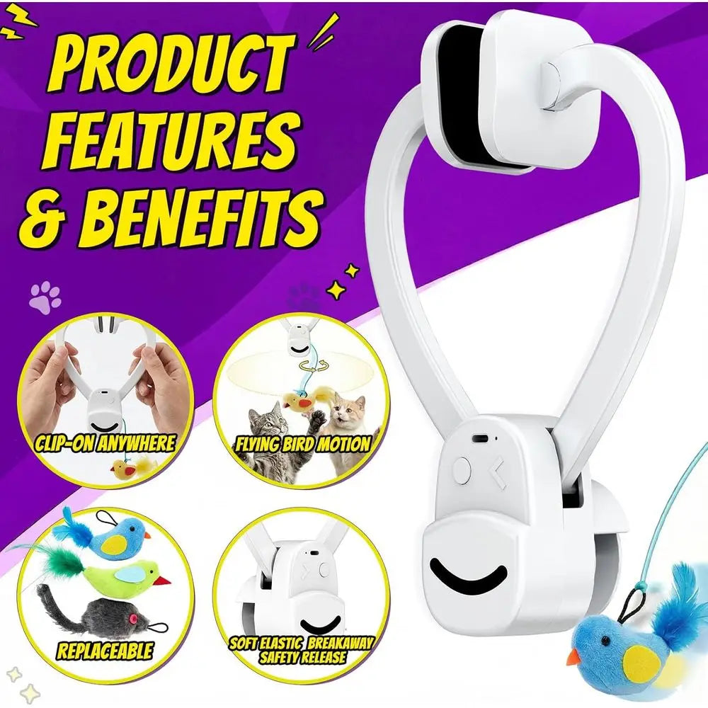 Interactive Cat Toy USB Rechargeable Clip On Indoor Door Mount