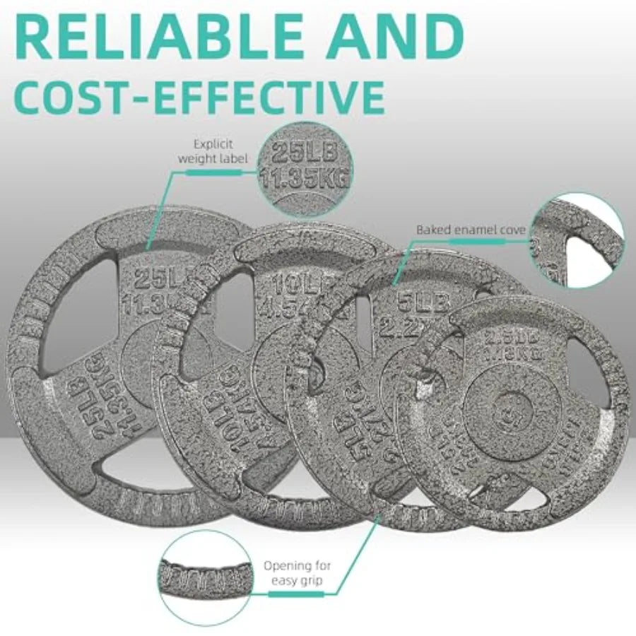 Cast Iron Weight Plates Set With Barbell Bar And Locks