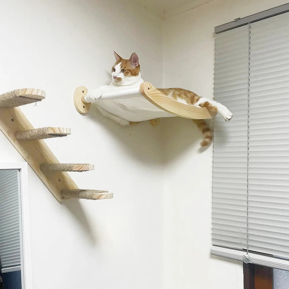PETRAVEL Cat Hammock And Stairway With Sisal Rope Wall