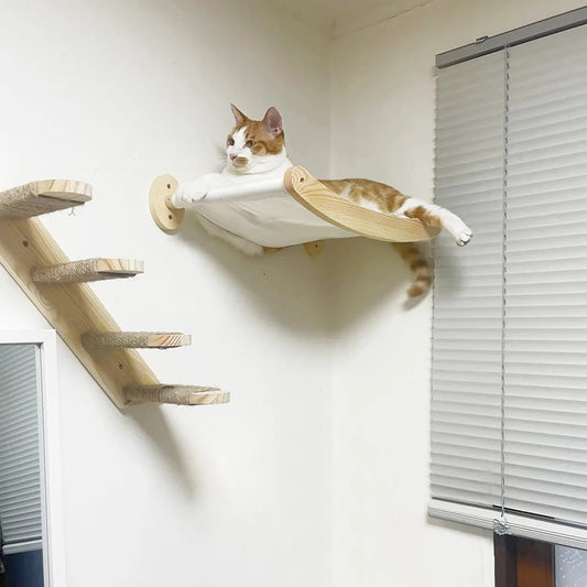 PETRAVEL Cat Hammock And Stairway With Sisal Rope Wall