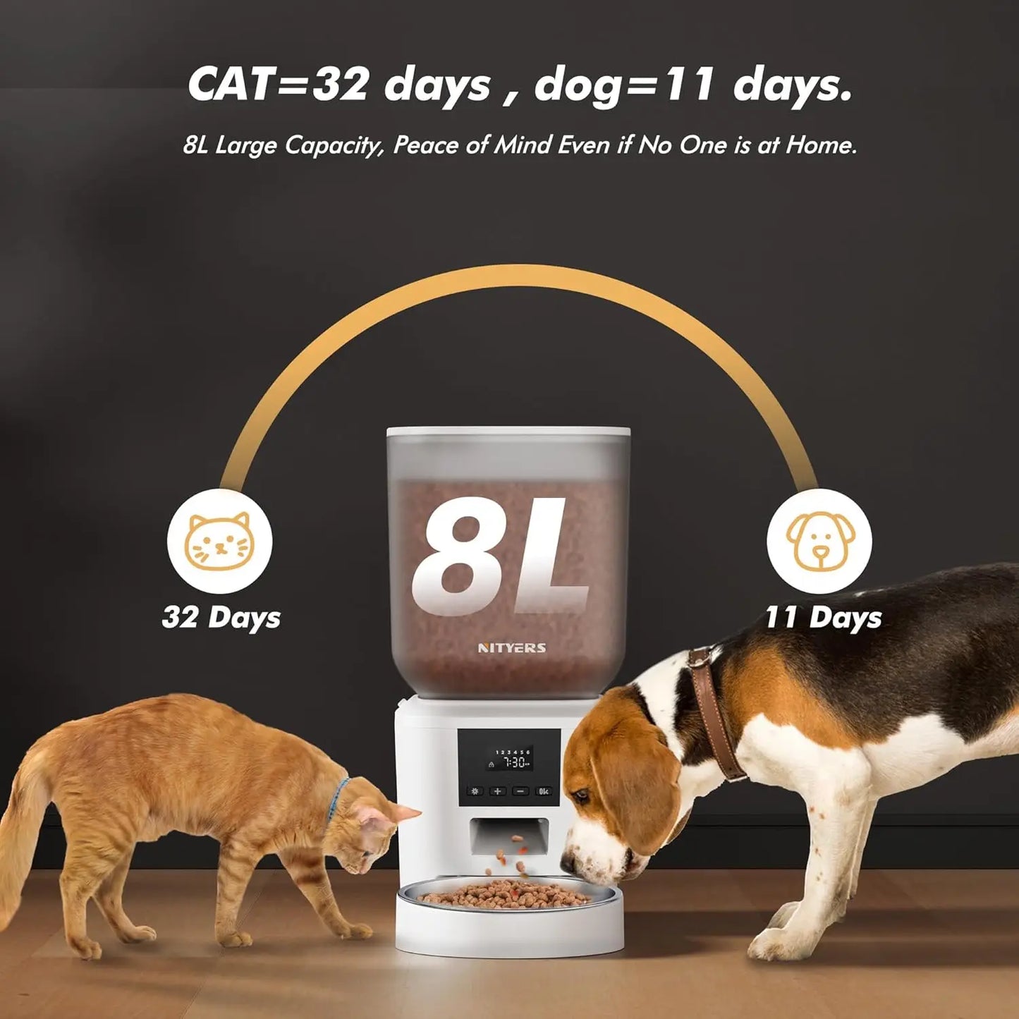 Automatic Pet Feeder With LCD Screen Timed Feeding 6 Meals