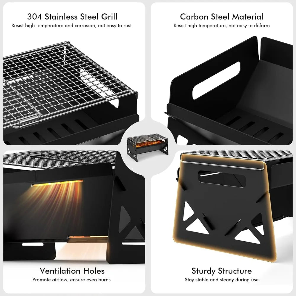 XIUWO Folding Portable Charcoal Grill For Outdoor Camping Cooking