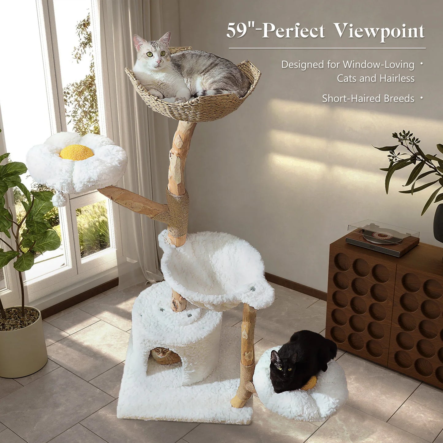 PAWZ Road Cat Tree Tower With Sisal Post Wicker Bed And Condo