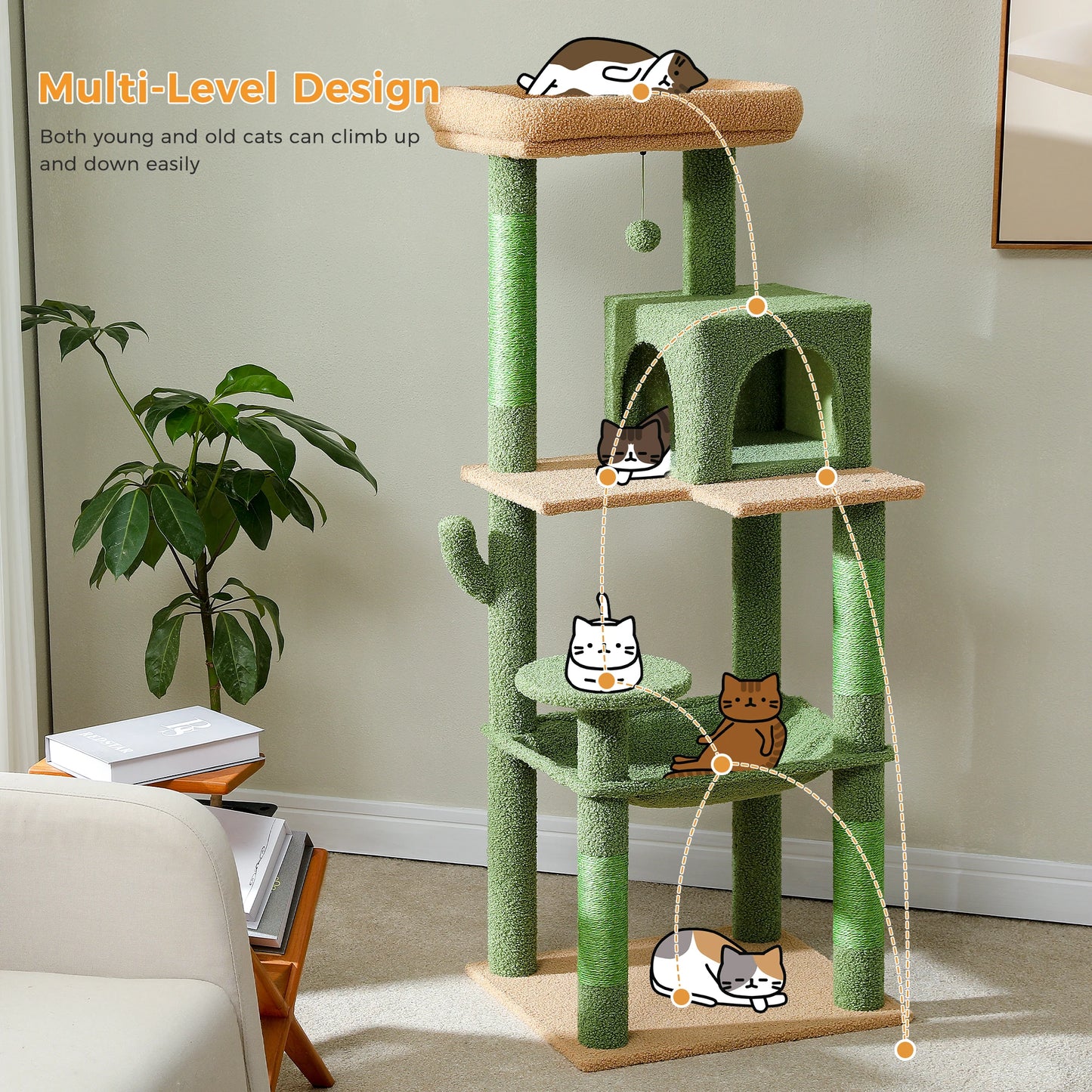 PAWZ Road Cat Tree Indoor Multi Level Tower With Hammock
