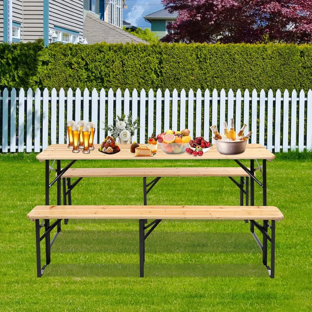Folding Picnic Table With Benches Weather-Resistant For Outdoor Use