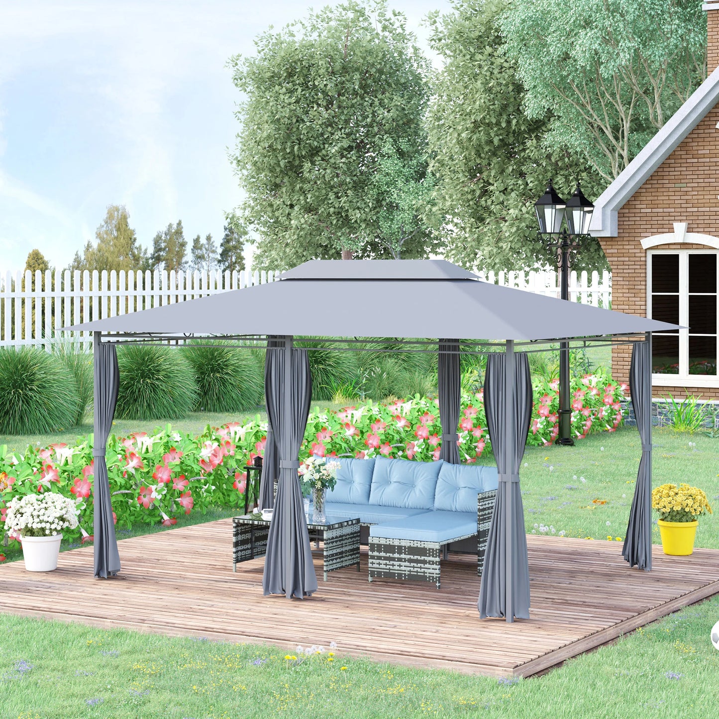 Outdoor 2 Tier Vented Canopy Gazebo Tent Shelter For Parties
