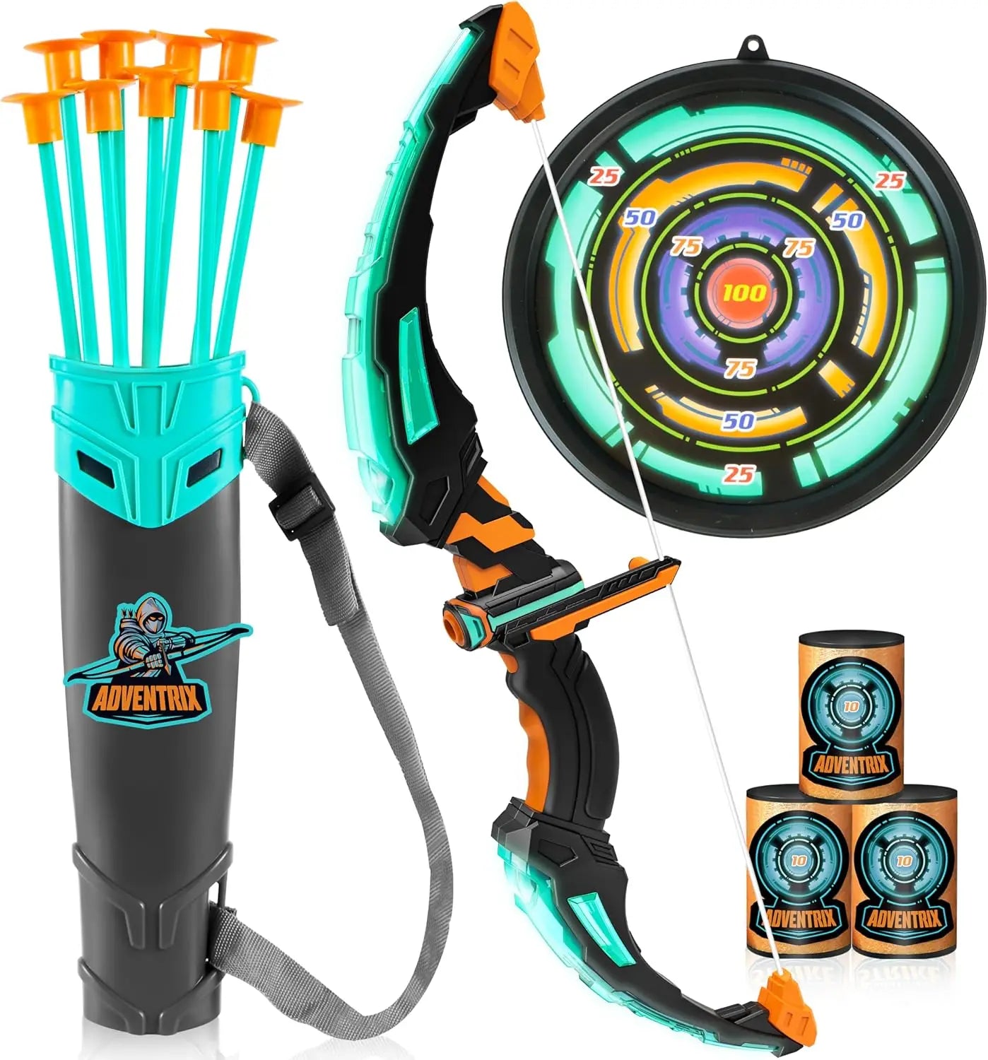 Joyfy LED Light Up Kids Bow And Arrow Set With Suction Cup Arrows