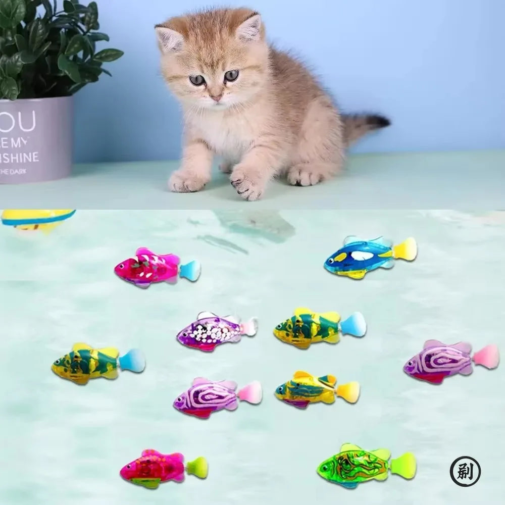 LED Inductive Robotic Cat Toy Interactive Swimming Fish Stimulates Kitten
