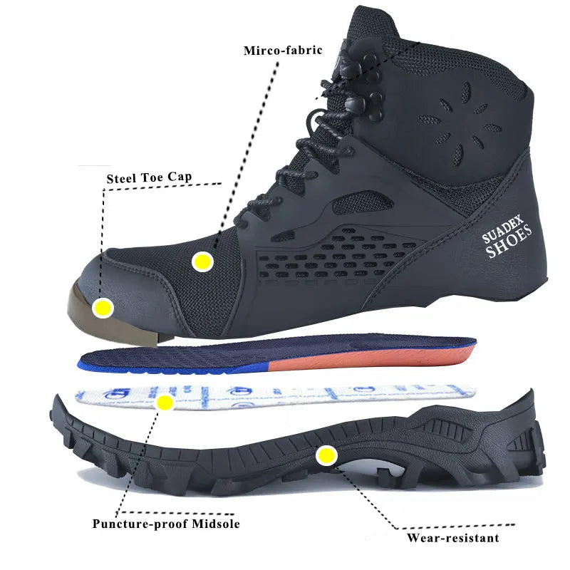 SUADEX S1 Safety Boots Anti Smashing Steel Toe Work Shoes