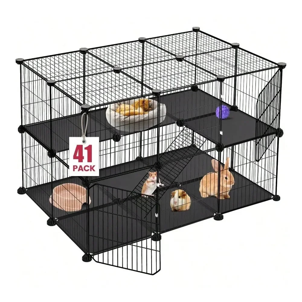 XMSJ Panels Pet Playpen With 2 Doors For Small Animals