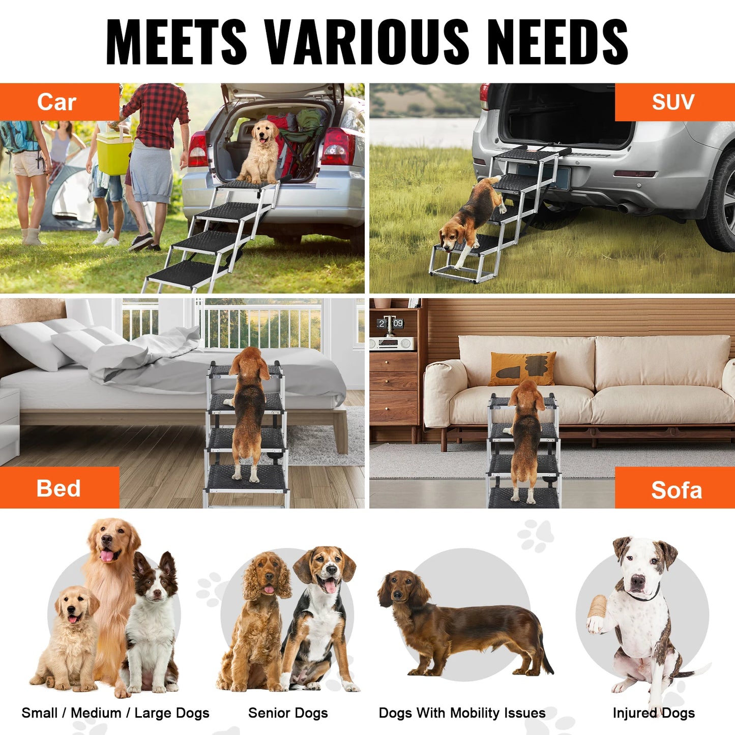 SucceBuy Folding Portable Dog Car Steps For SUV Use