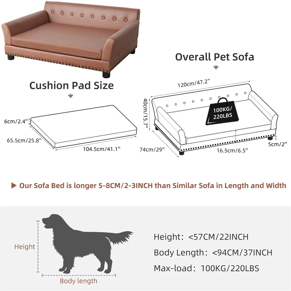 BORWART Heavy Duty Pet Sofa Raised Dog Bed Cushioned Couch Lounge