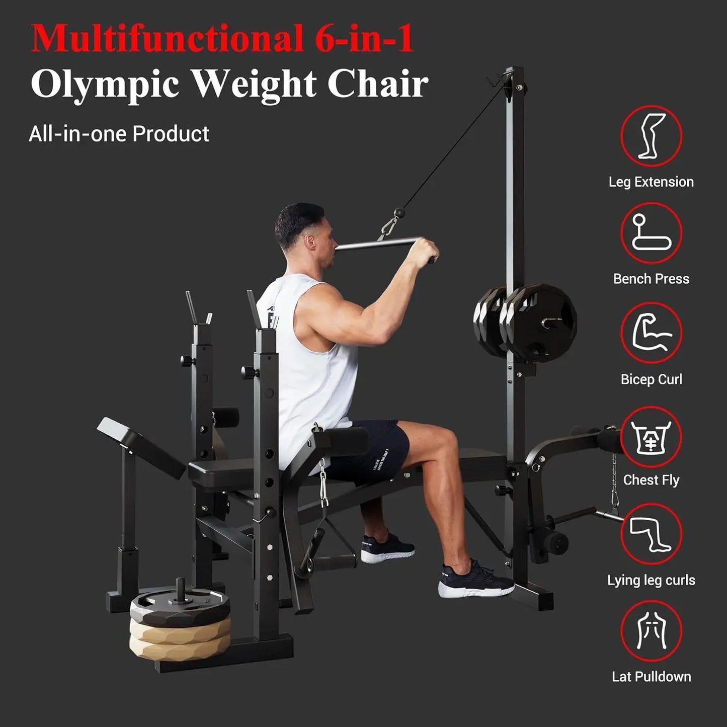 HiMISS Foldable Weight Bench With Leg Extension For Home Gym