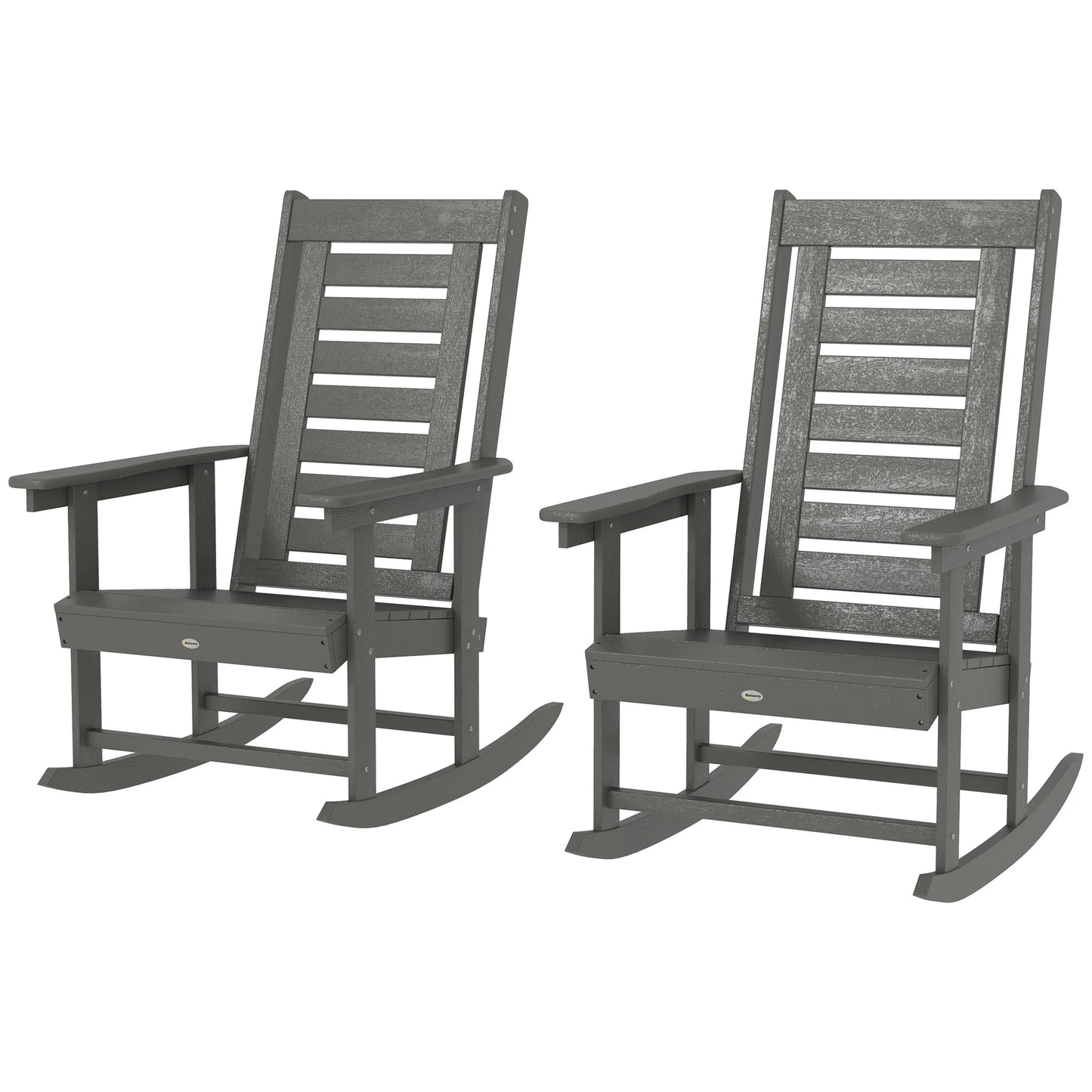 2 Outdoor Rocking Chairs, HDPE High Back Patio Rockers