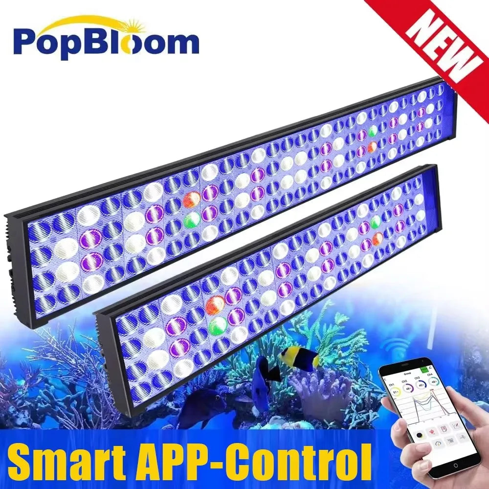 PopBloom WiFi LED Aquarium Light Full Spectrum Marine Lamp For Reef Corals