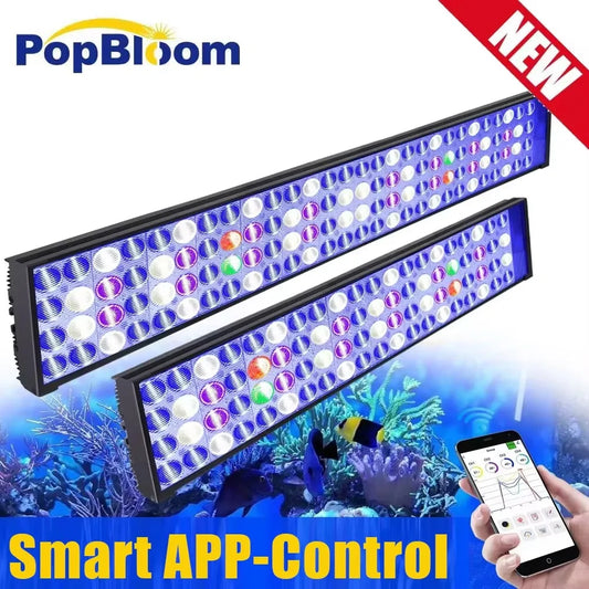 PopBloom WiFi LED Aquarium Light Full Spectrum Marine Lamp For Reef Corals