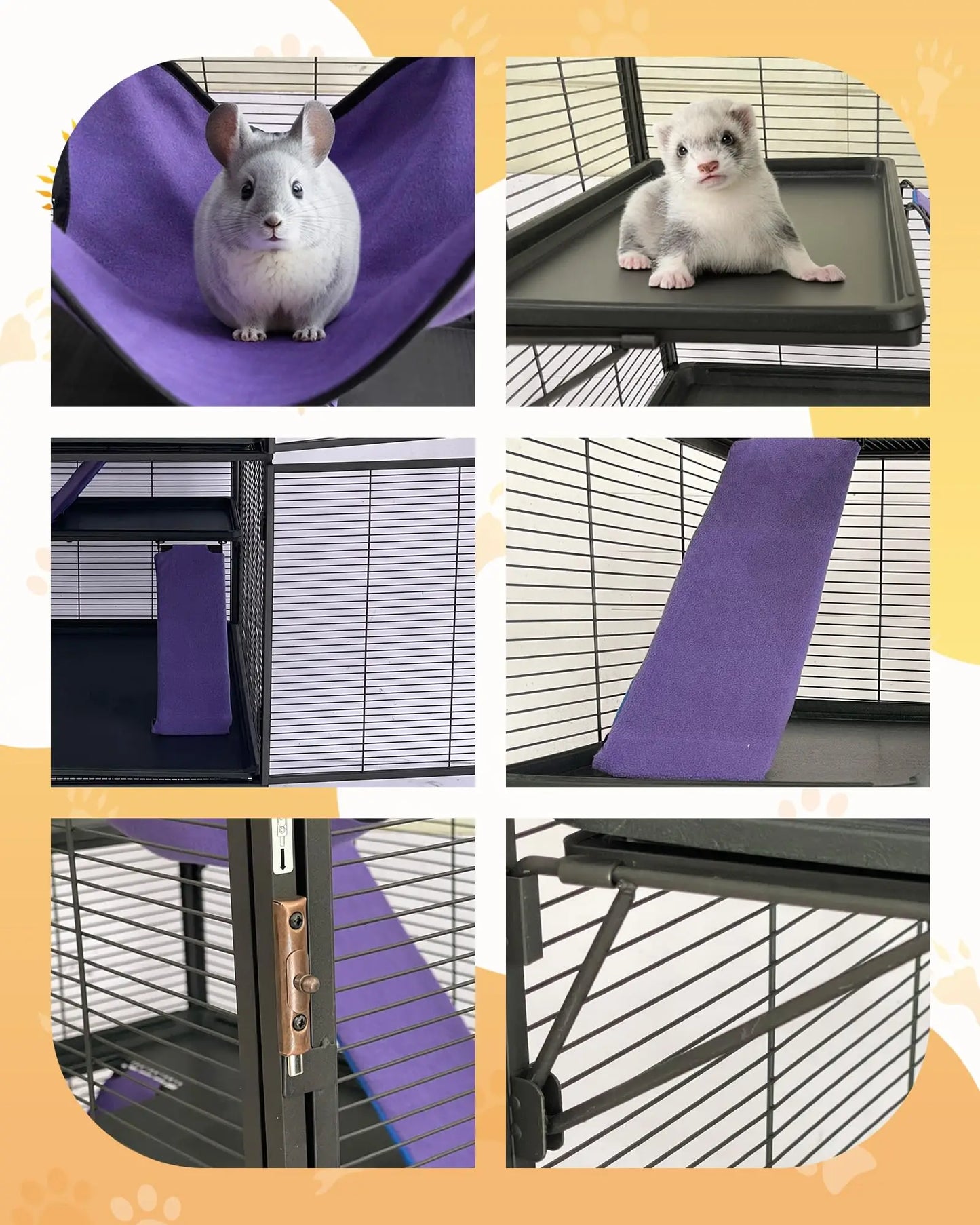 HiMISS Heavy-Duty Small Animal Cage With Lockable Wheels Hammock