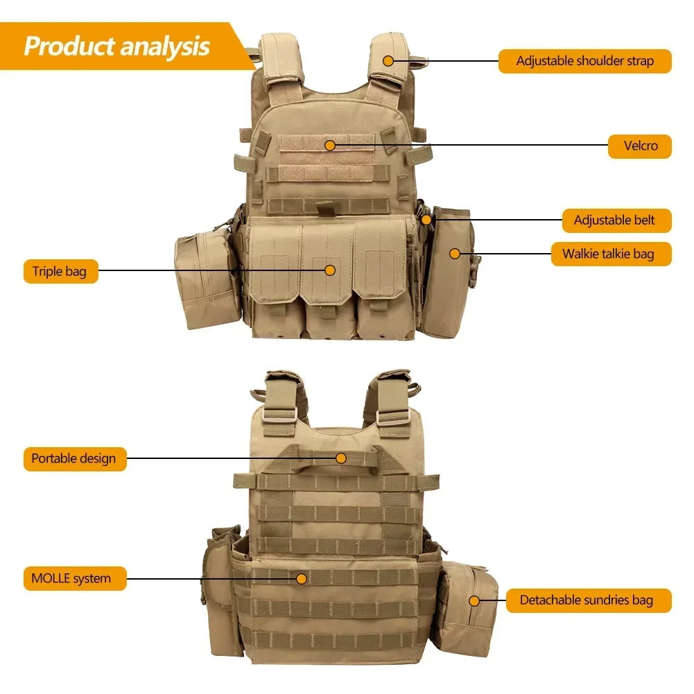 6094 Military Tactical Vest Body Armor Plate Carrier for Airsoft