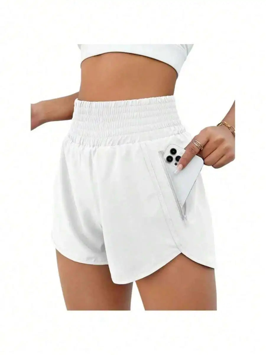 Women's High-Waisted Quick-Dry Sport Shorts With Elastic Waist For Running Yoga
