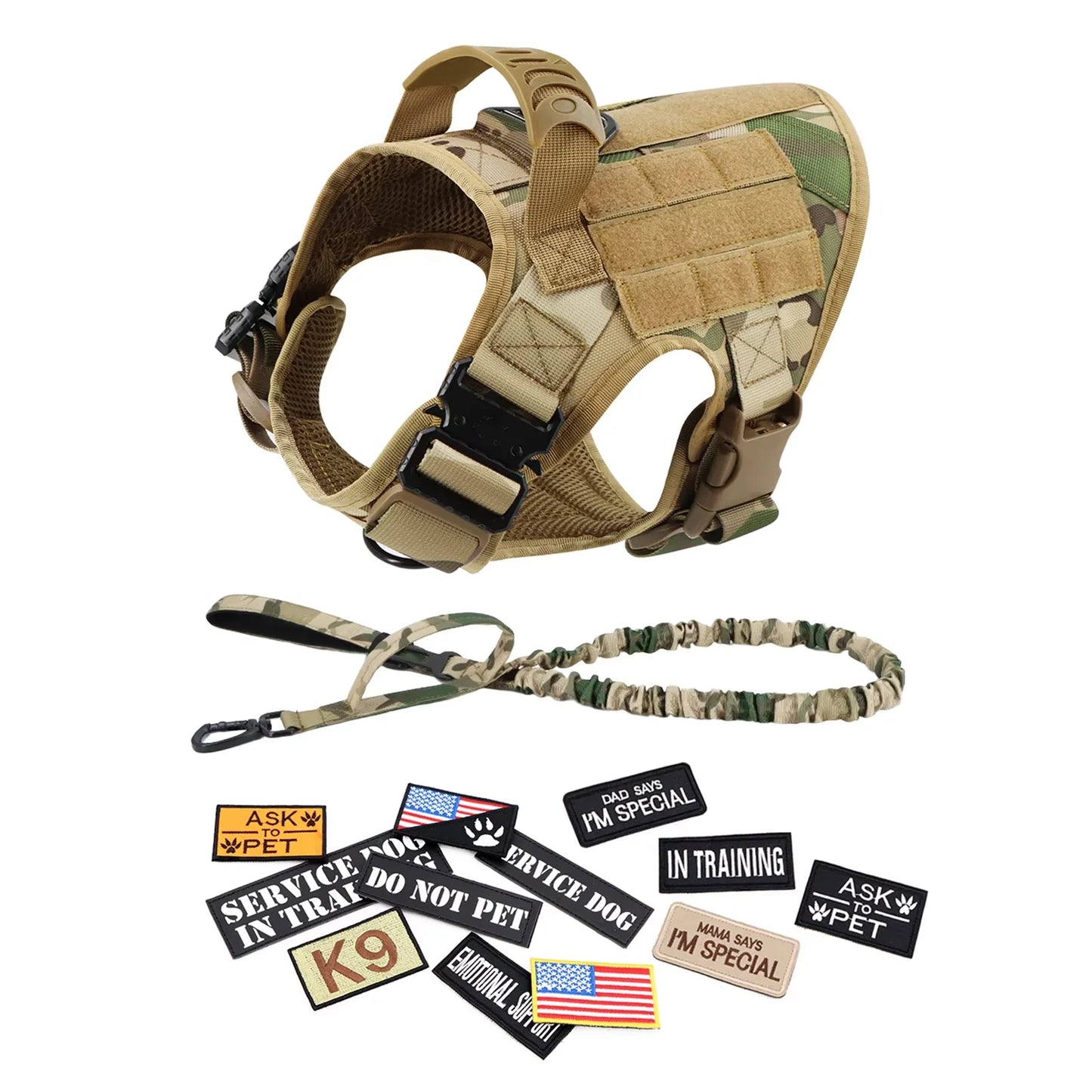 Military Large Dog Harness Vest Set For Malinois Training Accessories