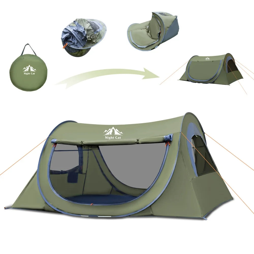 Night Cat Pop Up Tent With Mosquito Net For Camping
