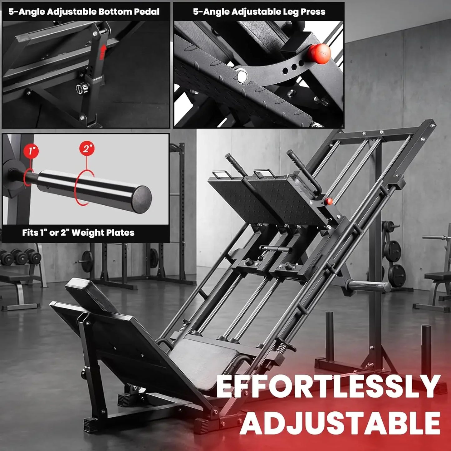 Three-In-One Leg Press Hack Squat Machine With Weight Storage