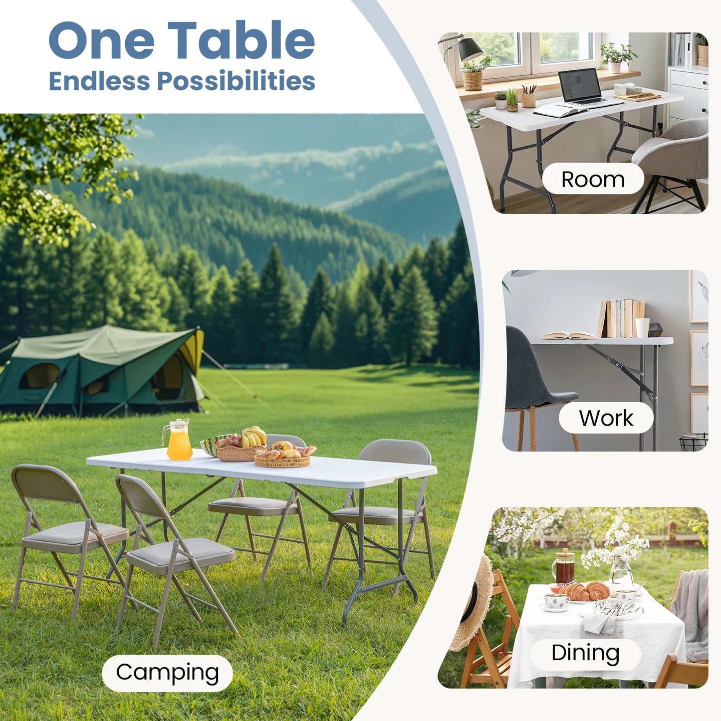 JHK Portable Folding Camping Table Carrying Handle Safety Lock