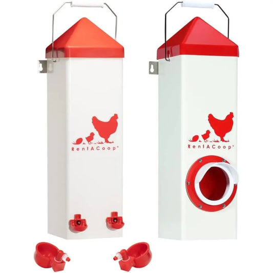 Twin Cup Chicken Waterer and Feeder Set for Coop Farms