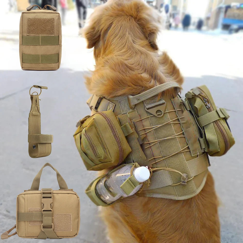 Dog Tactical Bags Set Molle Pouches Belt Attach Harness Gear