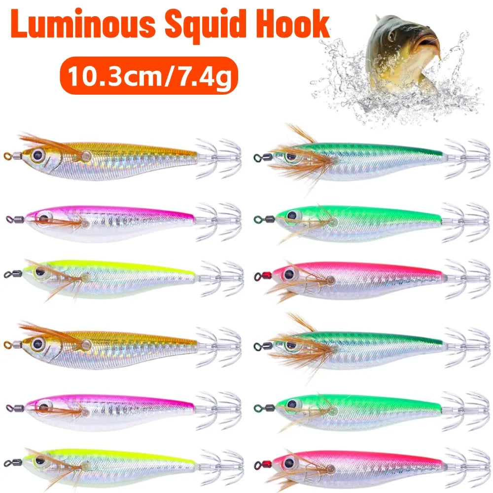 Cuttlefish Attracting Lure With Double Hook Glow Octopus Bait