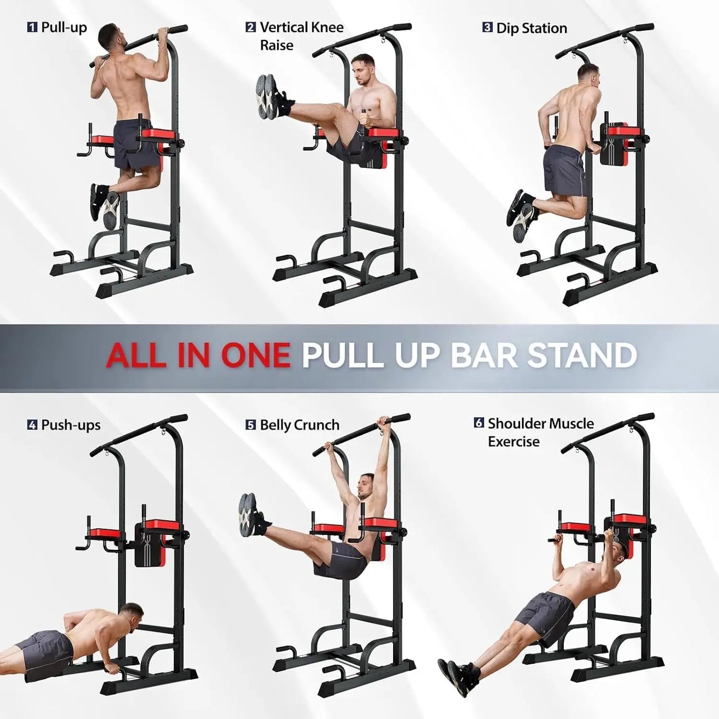 Power Tower Dip Station And Pull Up Bar With Adjustable Height Home Gym