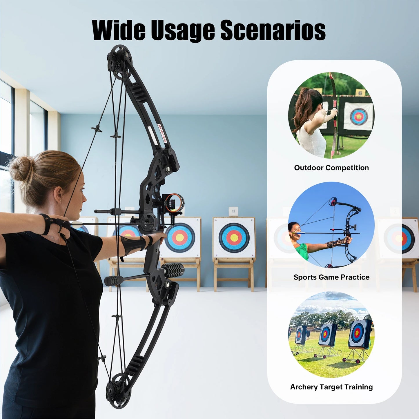 Right Hand Compound Bow With Adjustable Draw Weight 3 Pin Sight Archery Set