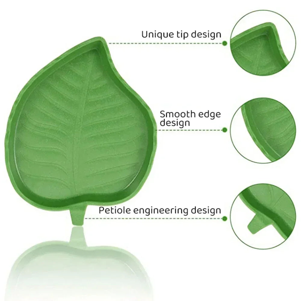 Leaf Shape Reptile Feeder Water Bowl For Turtle Lizard Hamster Pets